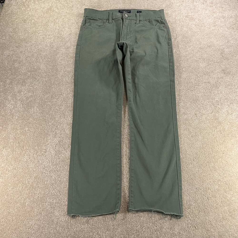 Lucky‎ Brand 121 Slim Straight Mens 29x30 Olive Green Raw Hem Pants